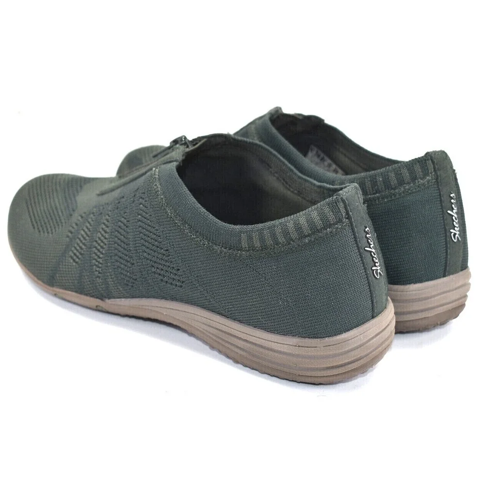 Skechers Transend Womens Green Zip Comfort Casual Knit Shoes Sneakers Size 10